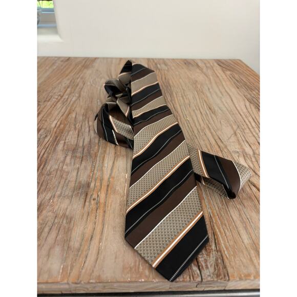 Colours by Alexander Julian Vintage Stripe Tie Brown Black - Picture 1 of 4